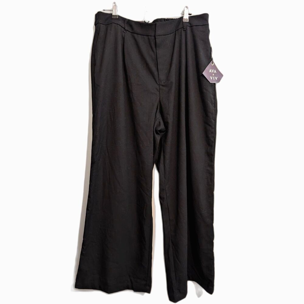 Ava & Viv Women's No-Gap Waistband Wide Leg Pants Black Size 17